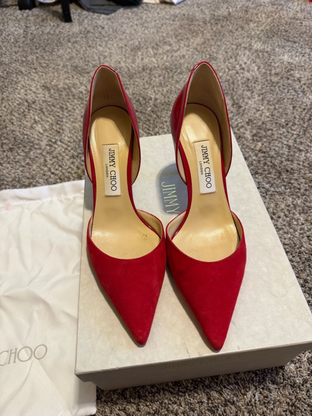 Authentic Jimmy Choo Darylin 85 Red suede pump